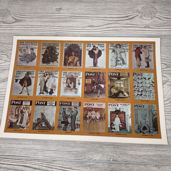 Norman Rockwell Saturday Evening Post Laminated Placemats Lot Of 6 Vintage 1970s - Picture 3 of 13
